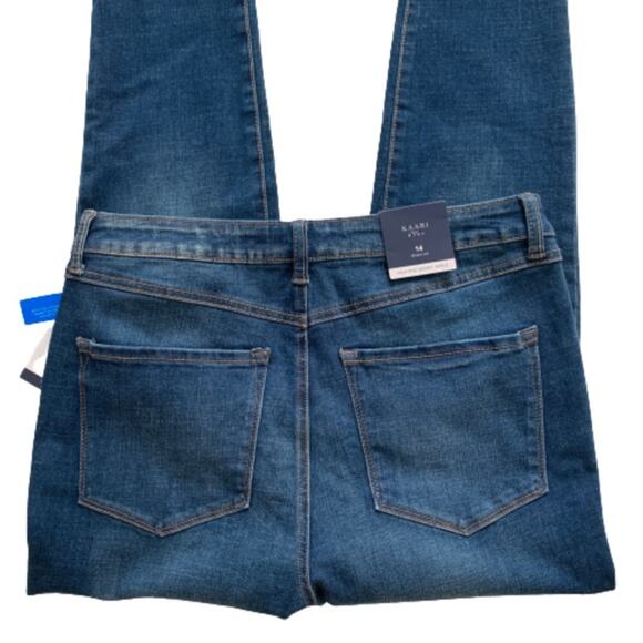 Kaari Blue Jeans Button Fly High Rise Frayed Hem Skinny Ankle Jeans Size 14 NEW - Picture 13 of 14